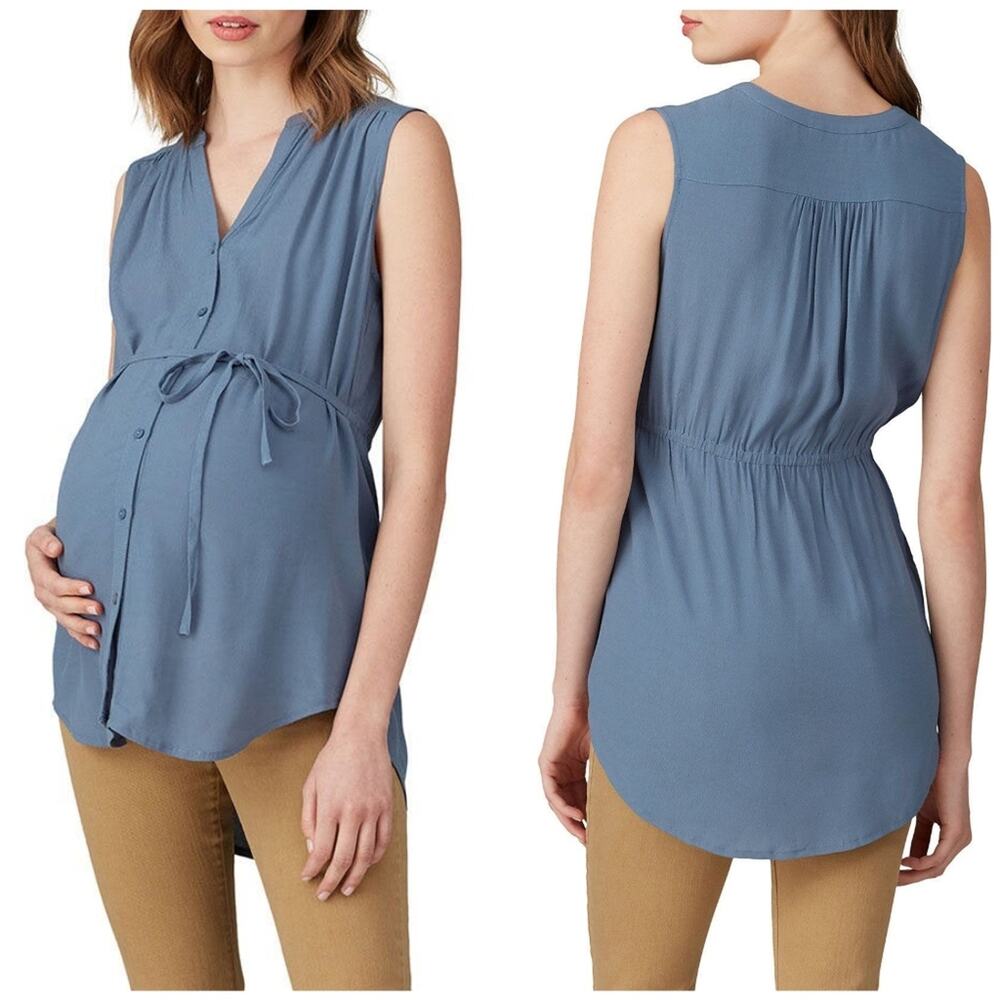 Ripe Blue April Nursing Maternity Sleeveless Button Down V-Neck Top Size S - Picture 7 of 7